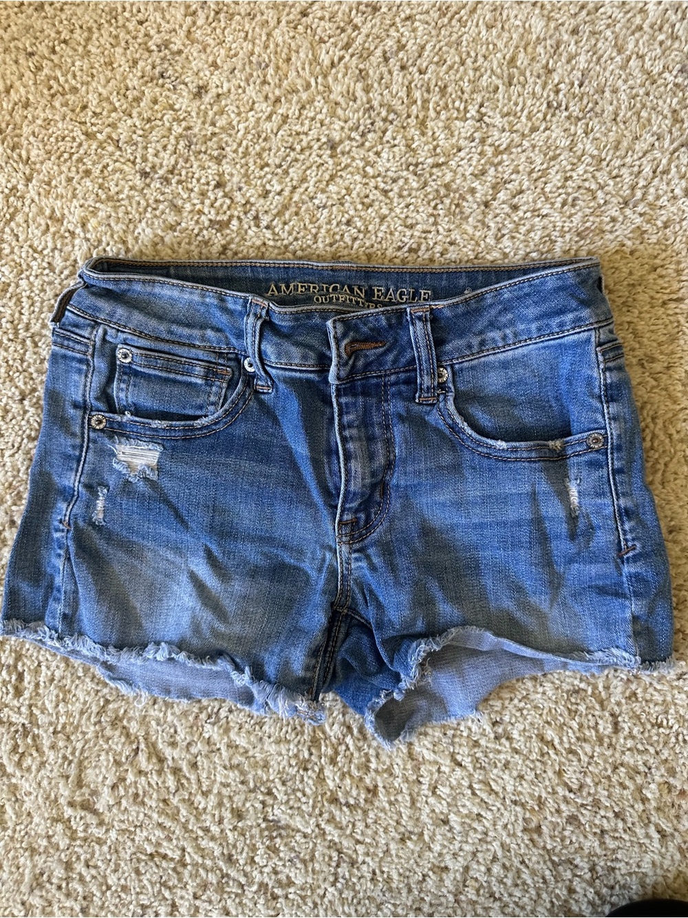 American Eagle Outfitters Blue Distressed Denim Cutoff Shorts